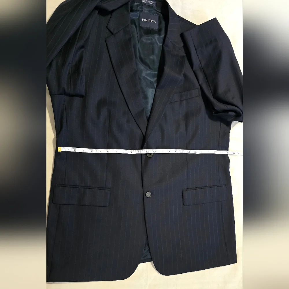 Nautica Black Business Suit with Pants and Stripe Neck Tie
